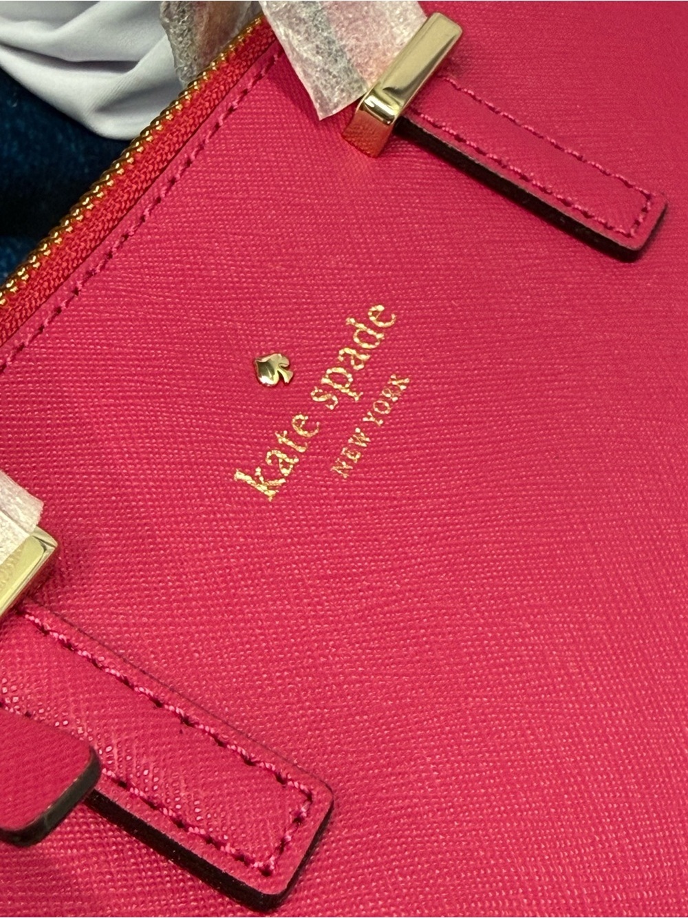 (new+tag) Kate Spade Hot Pink Saffiano Leather Crossbody Satchel Gold Hardware - Picture 3 of 11